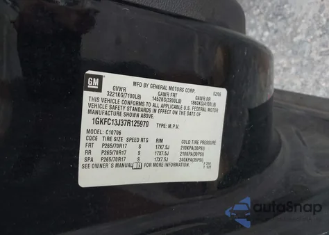 2007 GMC Yukon Slt from USA, damaged, VIN 1GKFC13J37R125970